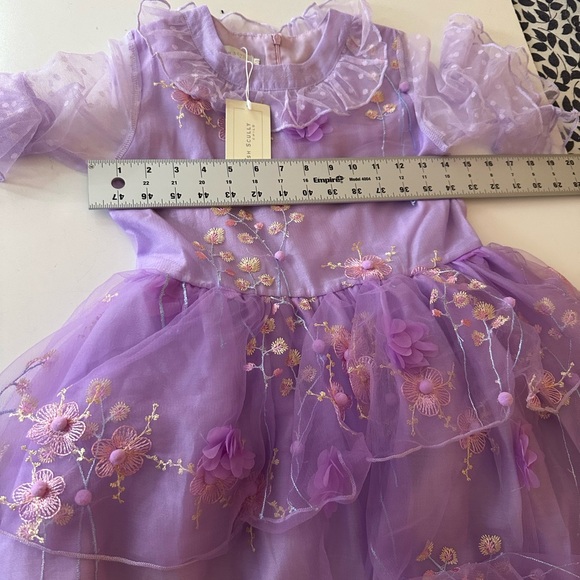 Trish Scully Lavender Embroidered Floral Tiered Organza Overlay Dress NWT 10 - Picture 15 of 16